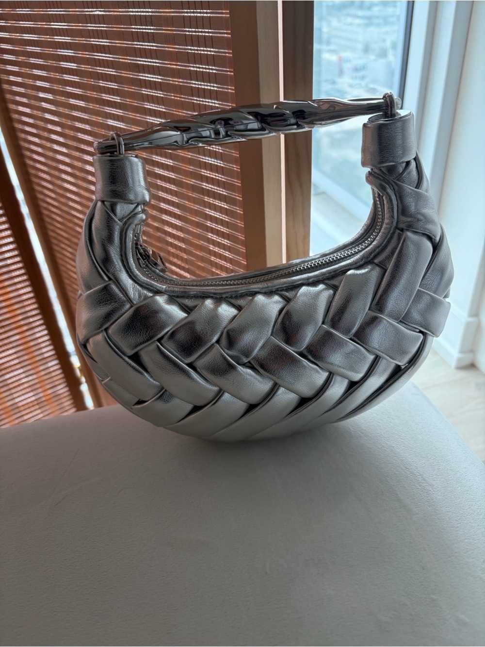JW PEI Orla Woven Metallic Hand Bag - Silver